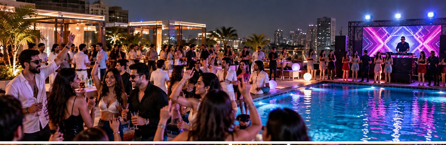 Rooftop pool party